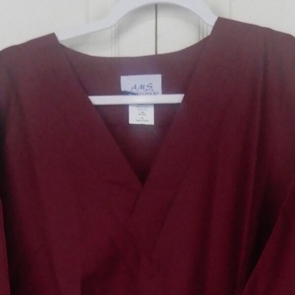 AMS Medical Uniform Scrubs Style A100 Wine Sze 5XL or 6XL Left Side Pocket (U18) - Picture 3 of 9